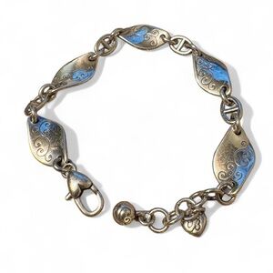 Brighton Twirl Twist Silver Plated Scrollwork Bracelet Links Etched Swirl Leaf